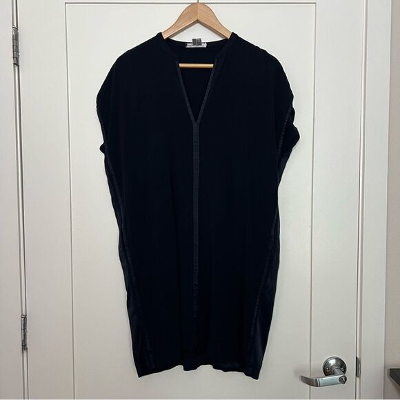 Vince Shift Dress Womens Small Navy Blue Sleeveless V-Neck Viscose Blend Pockets - Picture 1 of 13